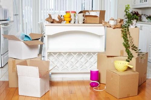 Boxes and furniture prepared for storage in Kensington
