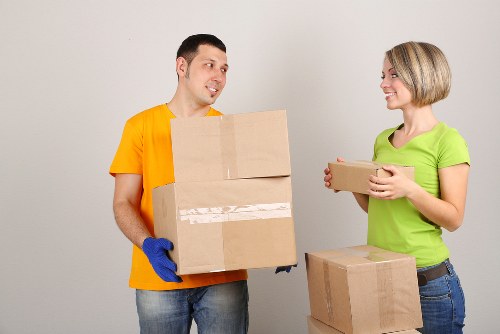 Customer reviewing moving and storage options